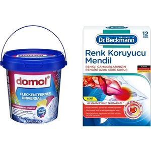 Dr.Beckmann Renk Koruyucu Mendil 12'li + Domol Renklilere Özel Leke Çıkarıcı Toz Oxi Güç 750 gr