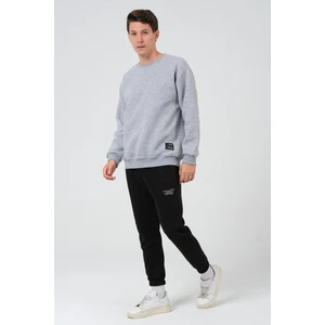 The Rule Erkek Gri Oversize Fit Bisiklet Yaka Basic Içi Yumuşak Tüylü Sweatshirt RF0201