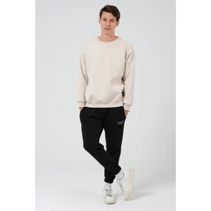 The Rule Erkek Bej Oversize Fit Bisiklet Yaka Basic Içi Yumuşak Tüylü Sweatshirt RF0201