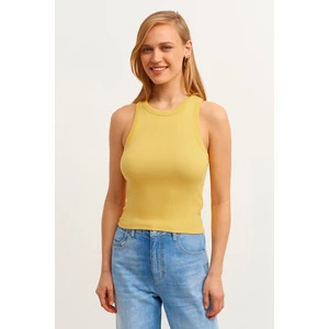 la & vetta Kadın Limoni Fitilli T-Shirt Halter Yaka Örme Atlet