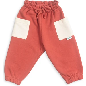 Bebek Kalın Pamuklu Jogger Pantolon - Mercan - 6-9 Ay