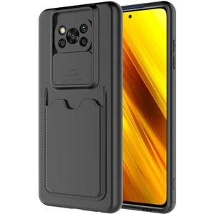 Kip GSM Xiaomi Poco X3 Kılıf ​sürgülü Kamera Korumalı Kartlık Bölmeli Silikon Kapak