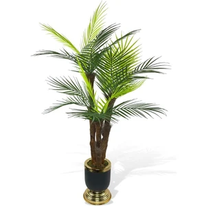 Yapay Ağaç Areka Palmiye Metal Siyahgold Lüks Vazoda 3katlı 18YAPRAK 110CM Salon Çiçeği Yapay Çiçek