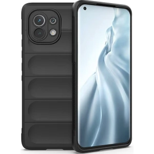 Mi 11 İçin Kaymaz Silikon Telefon Kılıfı - Siyah (Yurt Dışından)