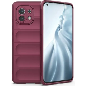 Mi 11 İçin Kaymaz Silikon Telefon Kılıfı - Koyu Kırmızı (Yurt Dışından)