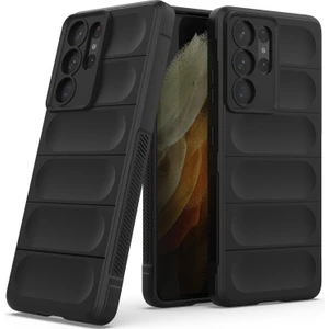 Galaxy S21 Ultra 5G İçin Kaymaz Silikon Telefon Kılıfı - Siyah (Yurt Dışından)