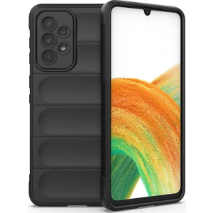 Galaxy A33 5G İçin Kaymaz Silikon Telefon Kılıfı - Siyah (Yurt Dışından)