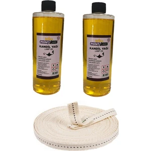 Point Care 2 Adet Sarı Kandil Yağı Kokusuz Dumansız Iç Mekan Gaz Lambası Bambu Yakıtı 400 Ml + 1 Metre Fitil