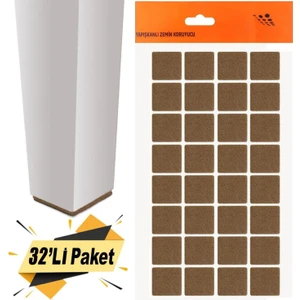 Yapışkanlı Mobilya Masa Sandalye Parke Zemin Ayak Koruyucu Kaydırmaz Keçesi 25x25 Mm 32'li Paket