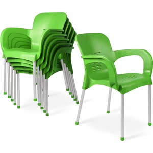 Plastik Sandalye Metal Ayaklı Bahçe Balkon ve Teras Sandalyesi 6 Adet