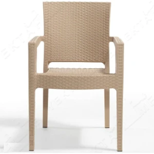 Rattan Sandalye Kollu Koltuk Bahçe Balkon ve Teras Sandalyesi 2 Adet