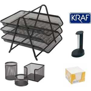 Uzun Kırtasiye Kraf Ofis Seti = Raf + Kalemlik + Notluk + Not Tutucu + Ataşlık + Küp Not Kağıdı