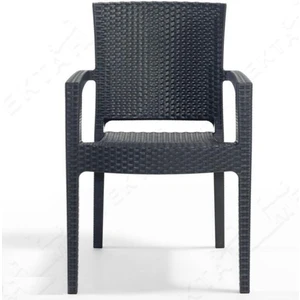 Rattan Sandalye Kollu Koltuk Bahçe Balkon ve Teras Sandalyesi 2 Adet