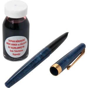 Kırmızı Safran Mürekkebi ve Lacivert Renk Safran Kalemi Seti