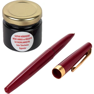 Kırmızı Safran Mürekkebi ve Bordo Renk Safran Kalemi Seti 40 gr
