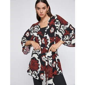 Desenli Kuşaklı Kimono