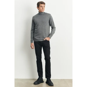ALTINYILDIZ CLASSICS Erkek Gri Melanj Standart Fit Normal Kesim Tam Balıkçı Yaka Yünlü Triko Kazak