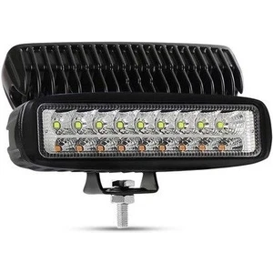 Beyaz Sarı Led Çakarlı Off Road Sis Panjur Farı Çalışma Lambası 18 LED 10-30V 27W