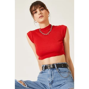 Kadın Dik Yaka Sıfır Kol Kaşkorse Bluz