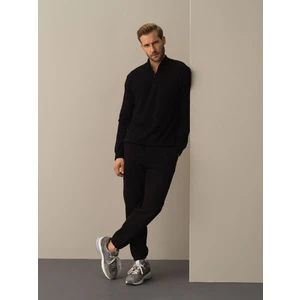 Erkek Siyah Pamuklu Regular Fit Basic Kazak