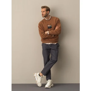 Erkek Camel Oversize Baskılı Sweatshirt