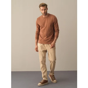 Erkek Camel %100 Pamuk Regular Fit Tişört