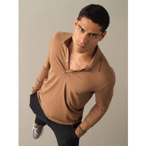 Erkek Camel Slim Fit Modal Basic Tişört