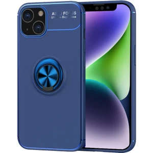 Caseart Apple iPhone 14 Kılıf Renkli Yüzüklü Manyetik Silikon Kapak - Mavi