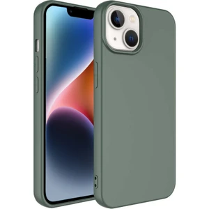 Caseworld Apple iPhone 14 Plus Kapak Içi Kadife Lansman Lux Silikon Kılıf - Koyu Yeşil