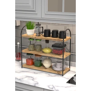 Avm Park Bello Tezgah Üstü 3'lü Oval Mutfak Rafı Siyah- Atlantikçam 50CM