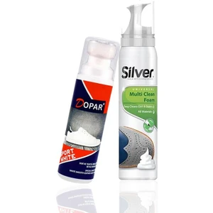 Spor Beyaz Deri ve Kumaş Ayakkabı Boyası 75 ml +  Silver Spor Ayakkabı Temizleme Köpüğü 125 ml