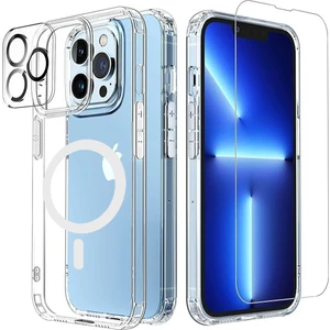 Iphone 14 Pro Magsafe Uyumlu Şeffaf Kılıf Ekran Koruyucu Kamera Koruyucu Cam 3'lü Set