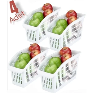 Plastik Buzdolabı Düzenleyici 4 lü Set , Organizer , Beyaz Buzdolabı organizeri , Buzdolabı Sepeti