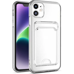Case World Caseworld Apple iPhone 14 Kapak Kamera Korumalı Kartlıklı Şeffaf Silikon Kılıf