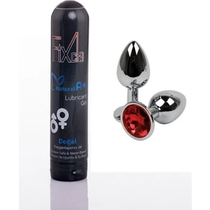 Boms Anal Vajinal Plug Oral Tıkaç Metal Taşlı+ Fixcla Aplus Krem FANT10228658