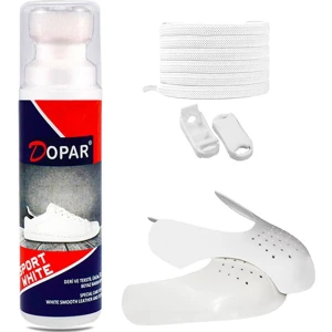 Starter Kit - Bez Deri Beyaz Spor Ayakkabı Boyası + Ayakkabı Kırışıklık Önleyici+ Tak Bırak Bağcık