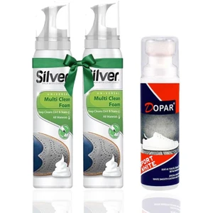 Spor Beyaz Deri ve Kumaş Ayakkabı Boyası 75 ml + 2 Adet Silver Spor Ayakkabı Temizleme Köpüğü 125 ml