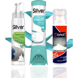 Ayakkabı Bakım Seti - Dopar Kumaş Deri Spor Ayakkabı Boyası + Silver Ayakkabı Deodorantı & Temizleme Köpüğü