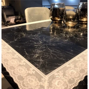 Şeffaf Pvc Dantelli 1.2mm Masa Örtüsü | Masa Pedi | Koruyucu Mika | Asetat Masa Örtüsü Çalışma Masa