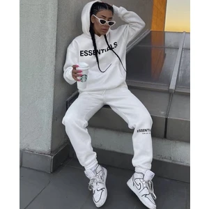 Amor Man Özel Tasarım Kapüşonlu Essentıal Baskılı Tam Kışlık Oversize Kadın Eşofman Takımı