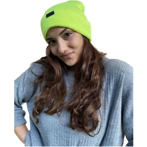 Neon Sarı Basic Kışlık Dokuma Bere Çift Katlı