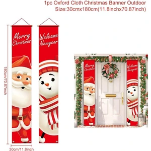 Noel Kapı Süsleme Afiş Dekorasyon - Kırmızı/Beyaz (Yurt Dışından)