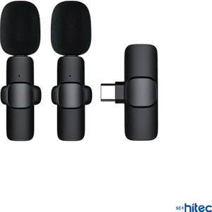 K9 Type-C Çift Kablosuz Wireless Hd Yaka Mikrofonu Siyah