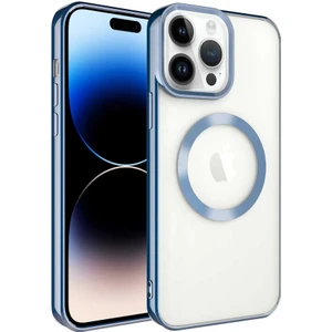 Apple iPhone 14 Pro Max Kılıf Magsafe Kenar Renkli Şeffaf Setro Kapak