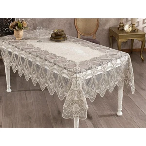Cherie Dantelli Kadife Krem Masa Örtüsü Dikdörtgen 160X230 cm - 1174
