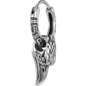 Kuzgun Aksesuarlı Odin Raven Nordik Halka Geçirmeli Motorcu Erkek 316L Çelik Küpe (Tekli)