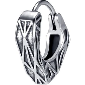 Köşeli Üçgen Antik Hafif Halka Geçirmeli Erkek Çelik Küpe (Tekli)