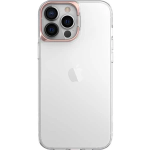 Kzy Apple iPhone 14 Pro Max Kapak Lens Standlı Sararmaz Şeffaf Silikon Kılıf - Rose Gold