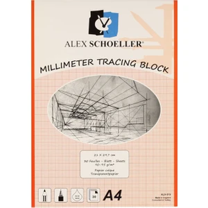 Alex Schoeller Milimetrik Aydınger Blok Defter A4 Kırmızı 90/95 Gr. 30 Yp.