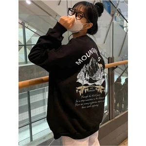 Kadın Mountainous Baskılı Oversize Sweatshirt